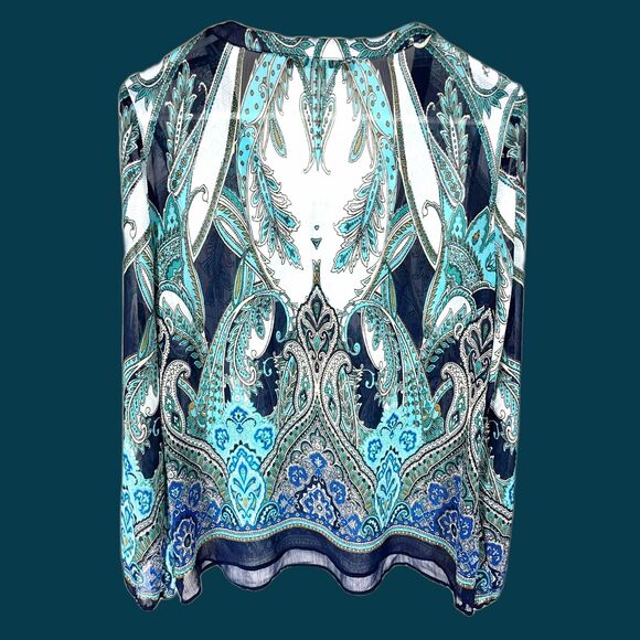 Rose and Olive Boho Paisley Print Blouse - Size Small - Picture 2 of 5